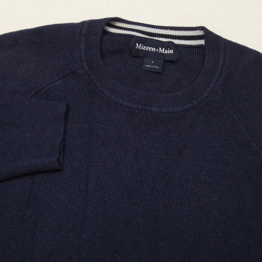 Mizzen+Main Cassady Sweater Mens Large Navy Crewneck Knit Pullover 1SW-1005